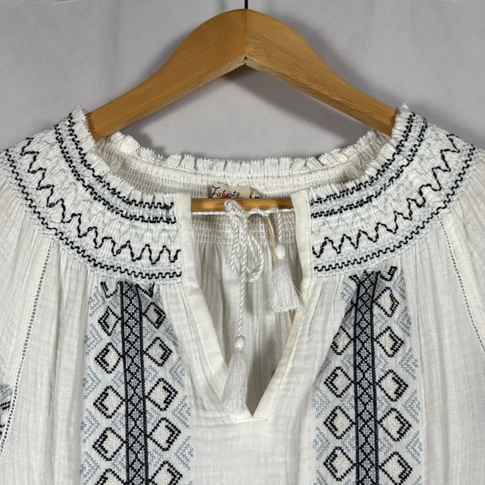 Faherty Catrina Maxi Dress NWT Organic Cotton Gauze Summer Embroidered Boho XS - Picture 4 of 15